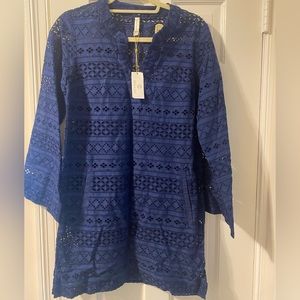 Helen Jon Navy eyelet tunic coverup